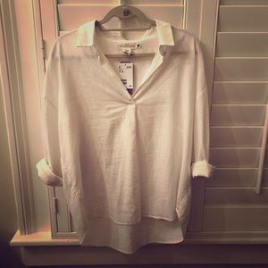 H&M White Linen Tunic Top
